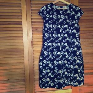 Gap Linen Blend Floral Print Dress EUC